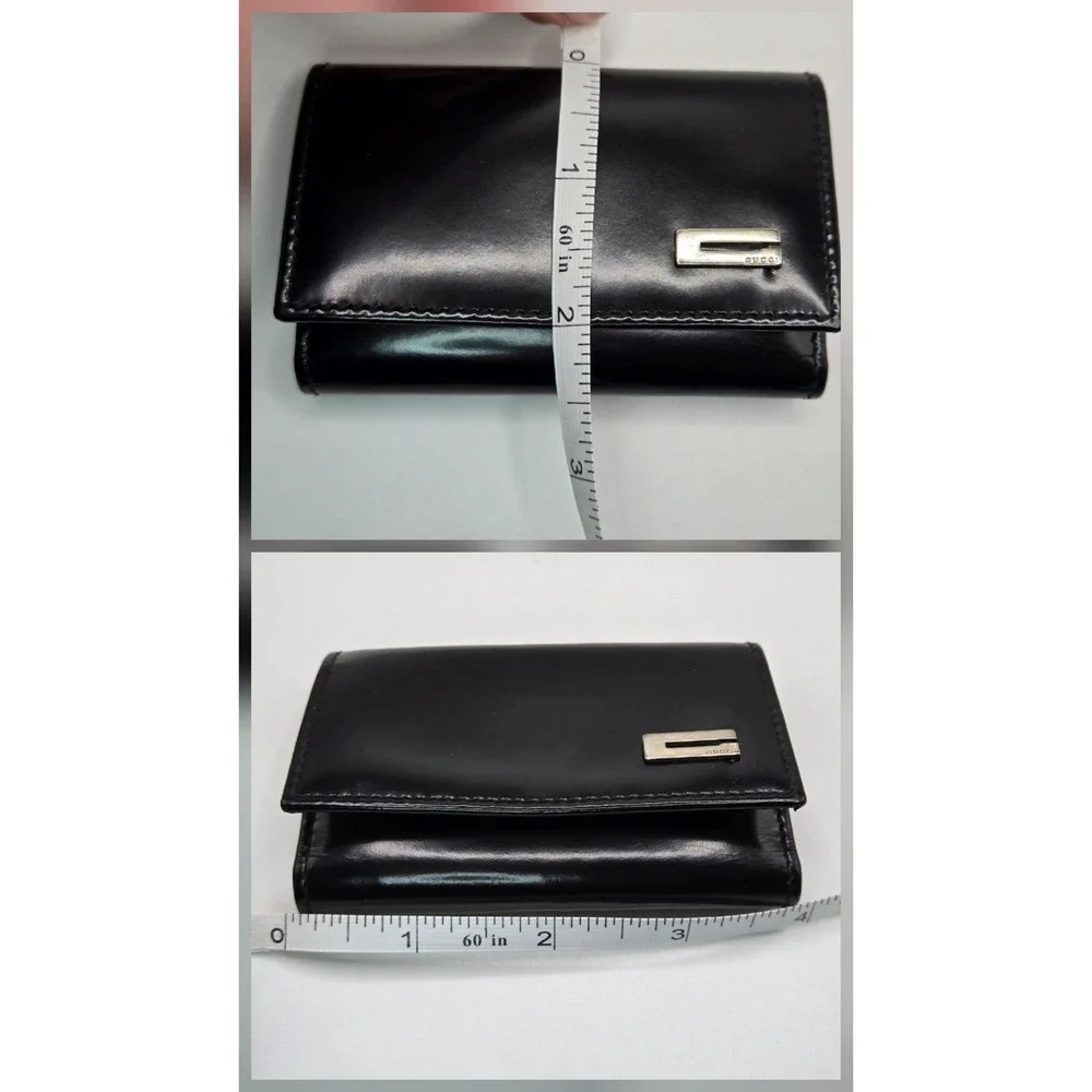 Gucci Black Patent Leather 6 Ring Key Case Wallet G Logo 033-0416-0841 Italy